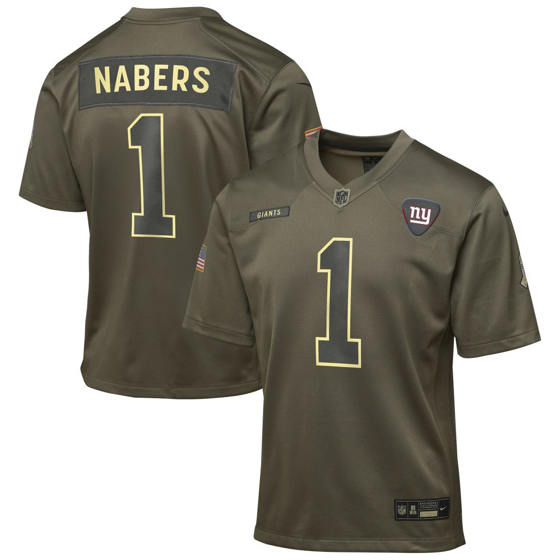 Malik Nabers New York Giants Youth 2025 Salute to Service Game Jersey - Olive Jerseys