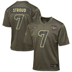 C.J. Stroud Houston Texans Youth 2025 Salute to Service Game Jersey - Olive Jerseys