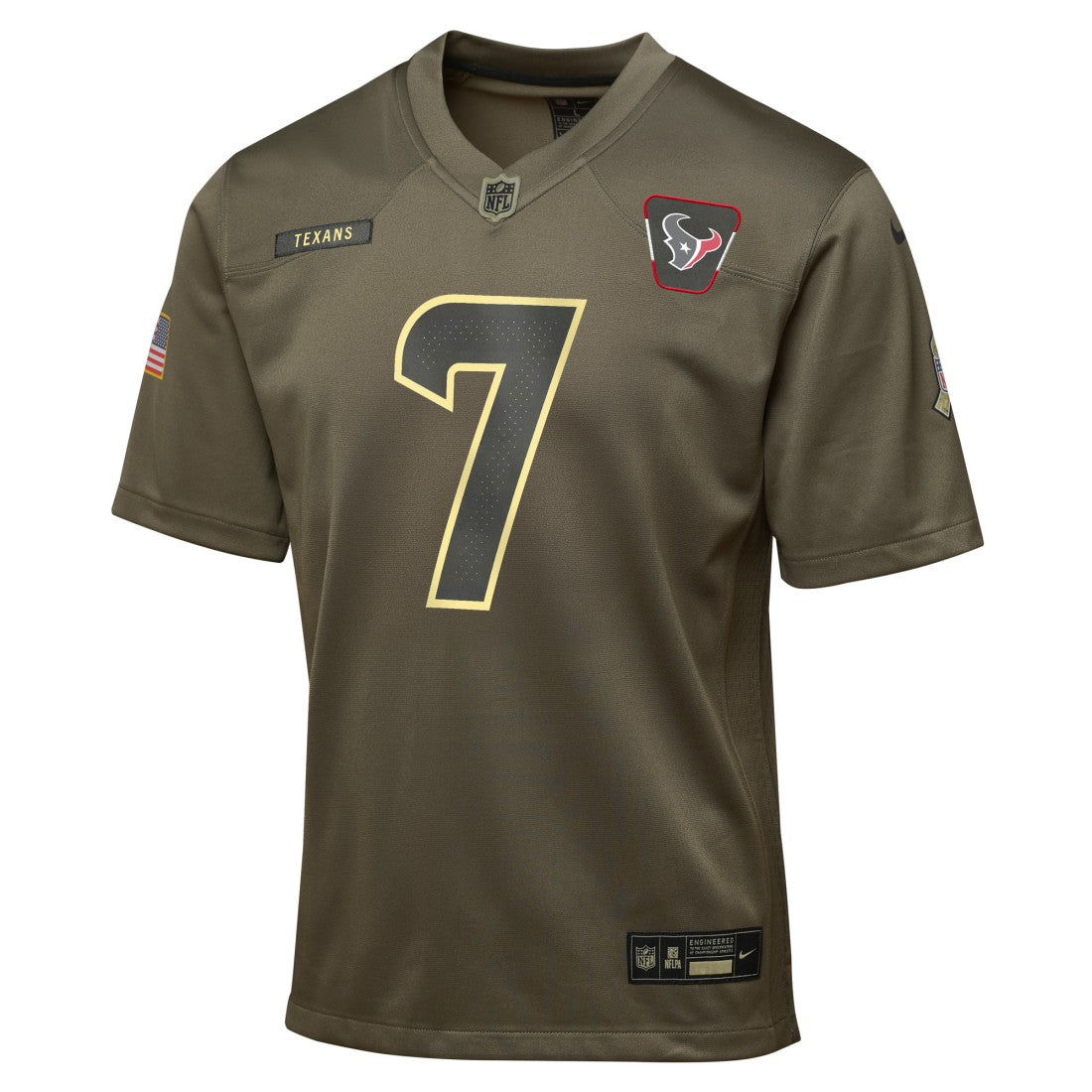 C.J. Stroud Houston Texans Youth 2025 Salute to Service Game Jersey - Olive Jerseys