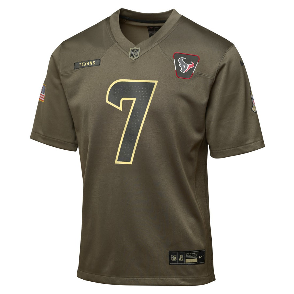 C.J. Stroud Houston Texans Youth 2025 Salute to Service Game Jersey - Olive Jerseys