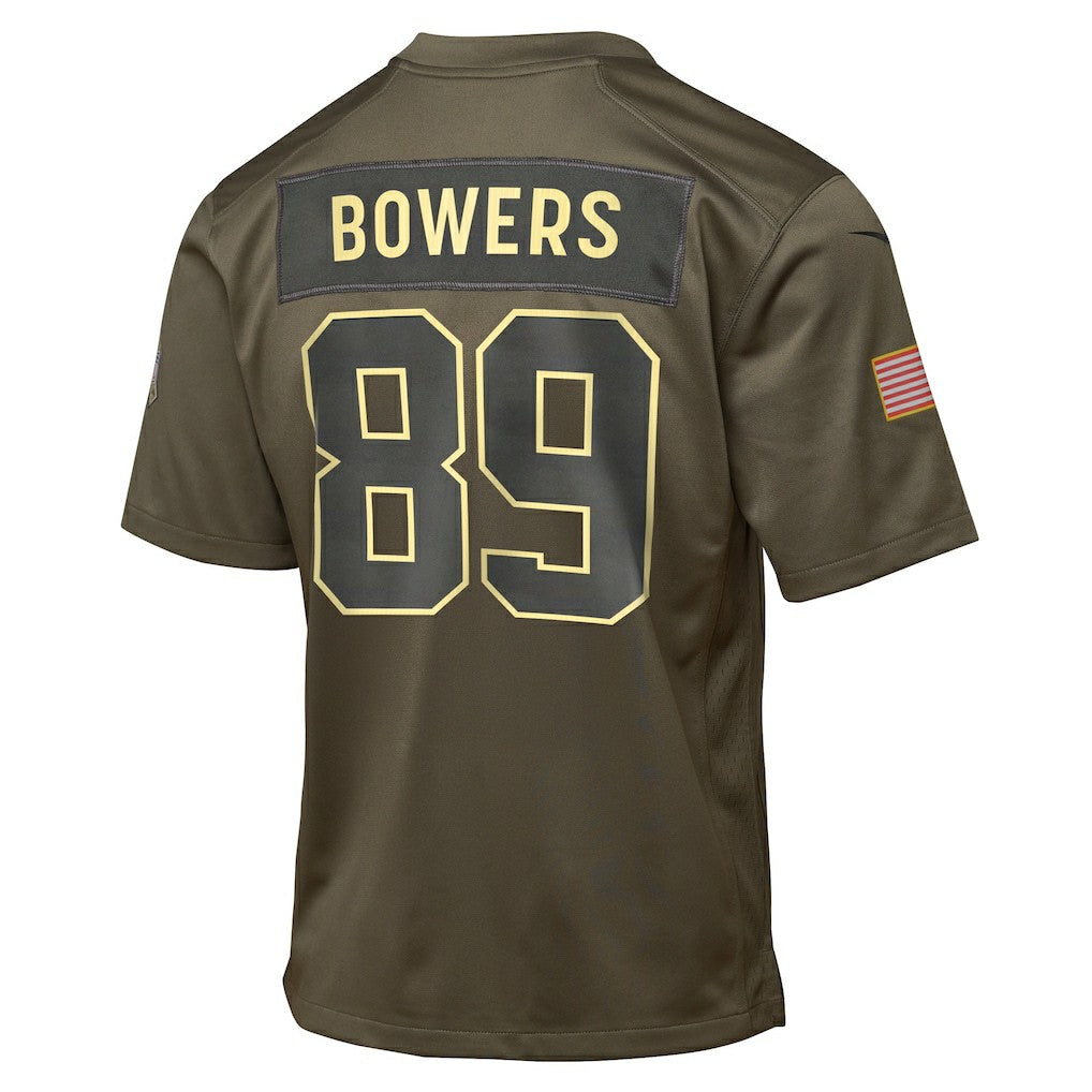 Brock Bowers Las Vegas Raiders Youth 2025 Salute to Service Game Jersey - Olive Jerseys