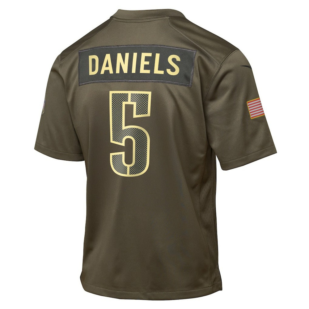 Jayden Daniels Washington Commanders Youth 2025 Salute to Service Game Jersey - Olive Jerseys