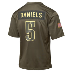 Jayden Daniels Washington Commanders Youth 2025 Salute to Service Game Jersey - Olive Jerseys