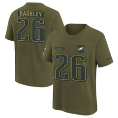Saquon Barkley Philadelphia Eagles Youth 2025 Salute to Service Name & Number T-Shirt - Olive T-shirts