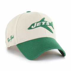 New York Jets '47 Fairfield MVP Throwback Adjustable Hat - Cream/Kelly Green Hats