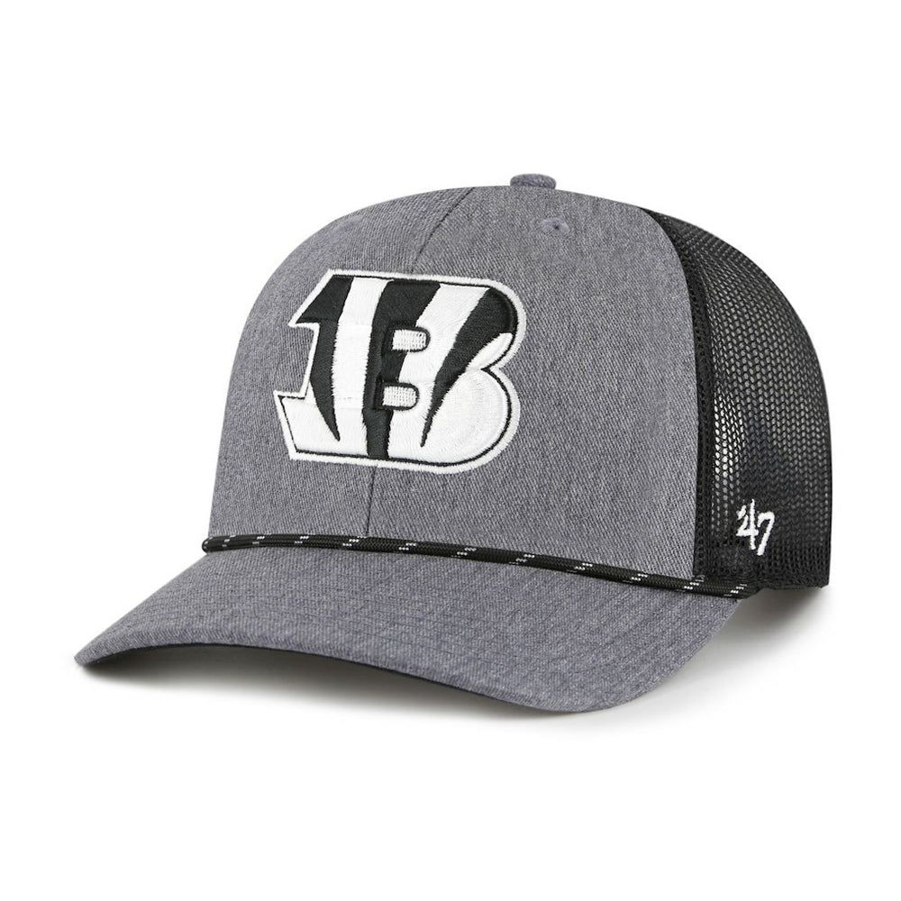 Cincinnati Bengals '47 Carbon Rope Trucker Adjustable Hat - Heather Charcoal Hats