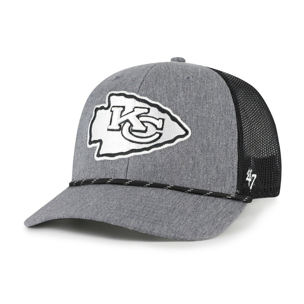 Kansas City Chiefs '47 Carbon Rope Trucker Adjustable Hat - Heather Charcoal Hats