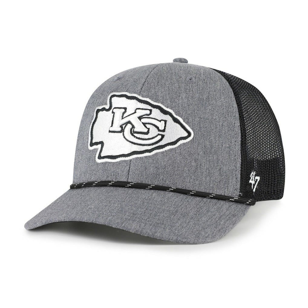 Kansas City Chiefs '47 Carbon Rope Trucker Adjustable Hat - Heather Charcoal Hats