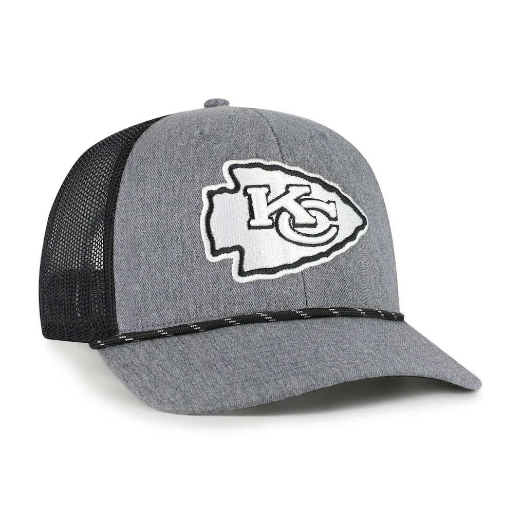 Kansas City Chiefs '47 Carbon Rope Trucker Adjustable Hat - Heather Charcoal Hats