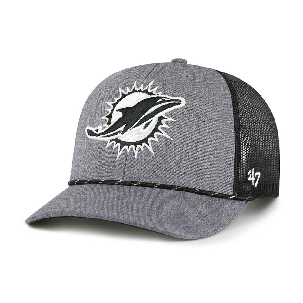 Miami Dolphins '47 Carbon Rope Trucker Adjustable Hat - Heather Charcoal Hats