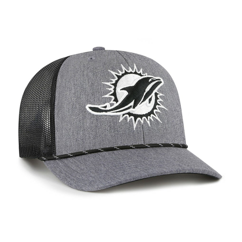 Miami Dolphins '47 Carbon Rope Trucker Adjustable Hat - Heather Charcoal Hats