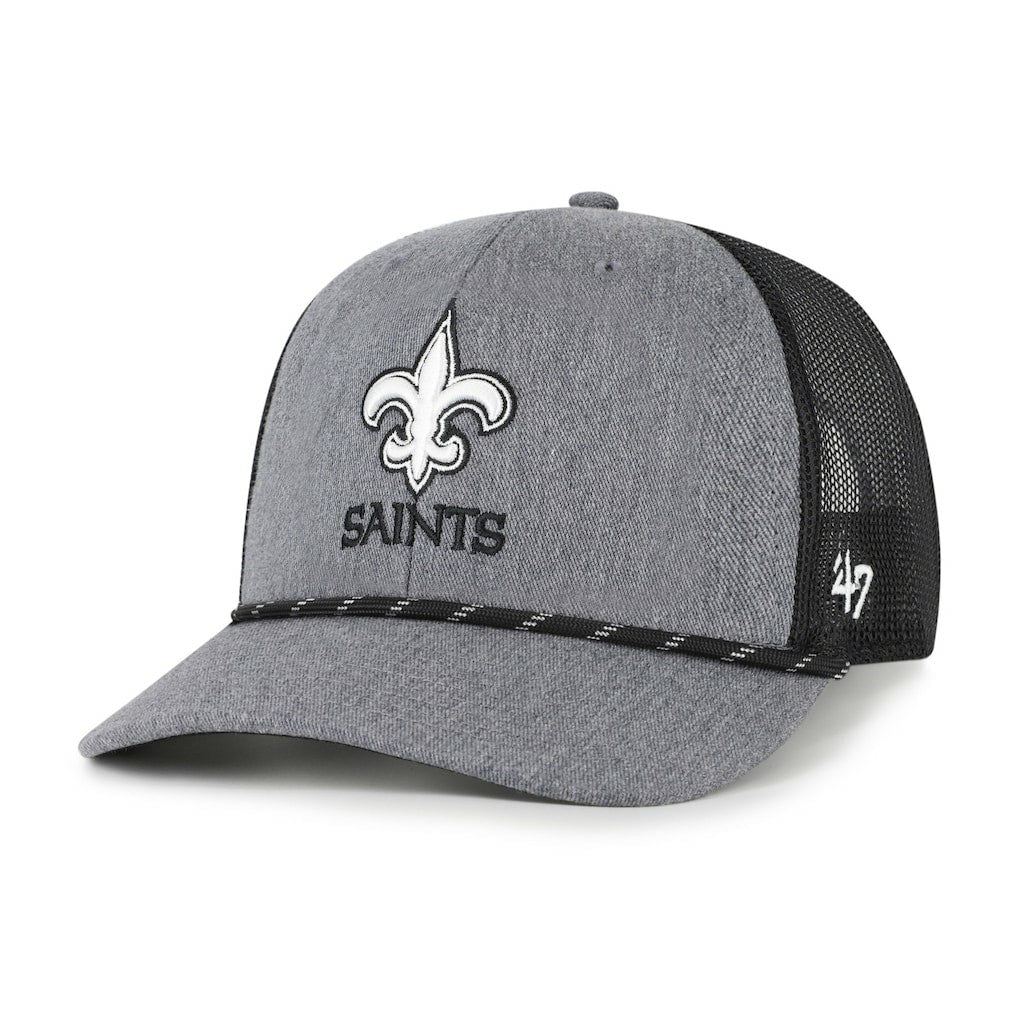 New Orleans Saints '47 Carbon Rope Trucker Adjustable Hat - Heather Charcoal Hats