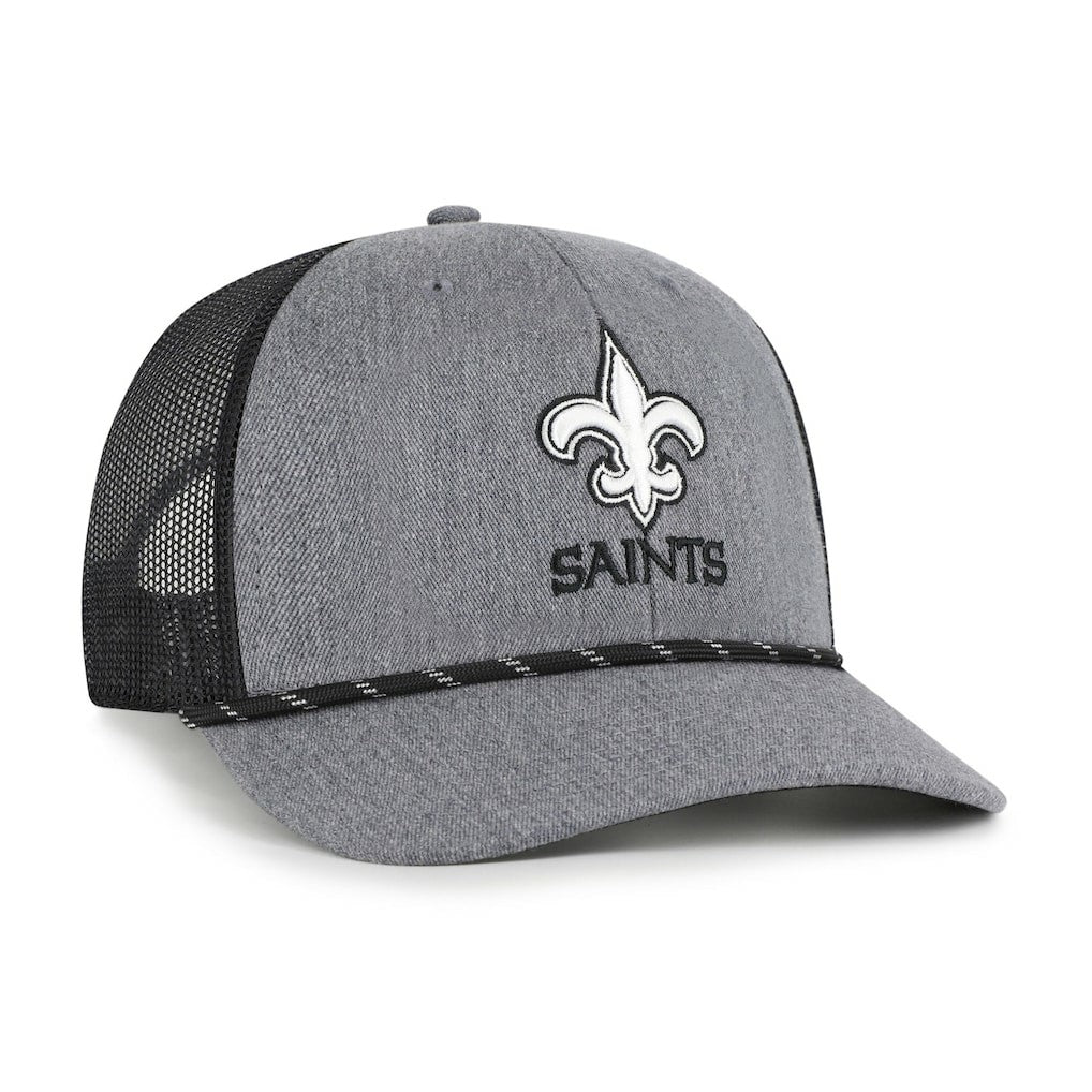 New Orleans Saints '47 Carbon Rope Trucker Adjustable Hat - Heather Charcoal Hats