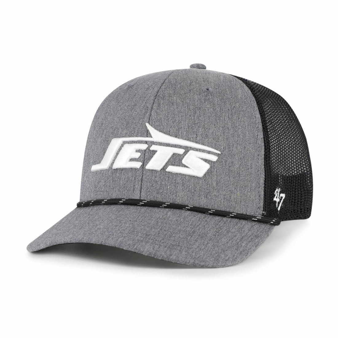 New York Jets '47 Carbon Rope Trucker Adjustable Hat - Heather Charcoal Hats