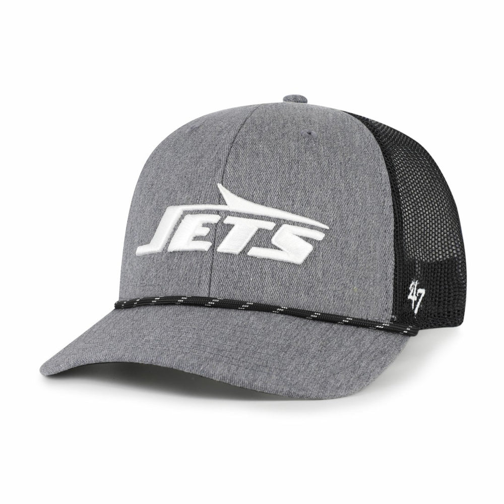 New York Jets '47 Carbon Rope Trucker Adjustable Hat - Heather Charcoal Hats