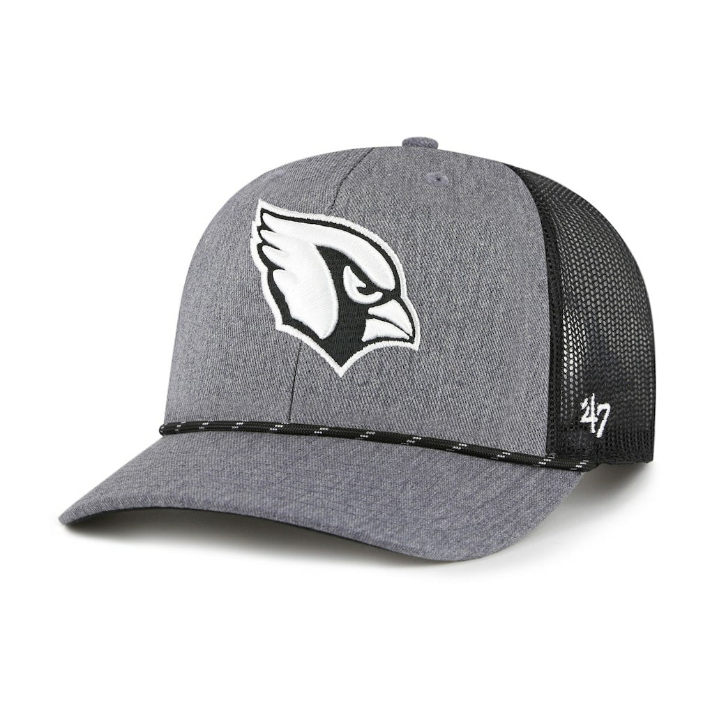 Arizona Cardinals '47 Carbon Rope Trucker Adjustable Hat - Heather Charcoal Hats