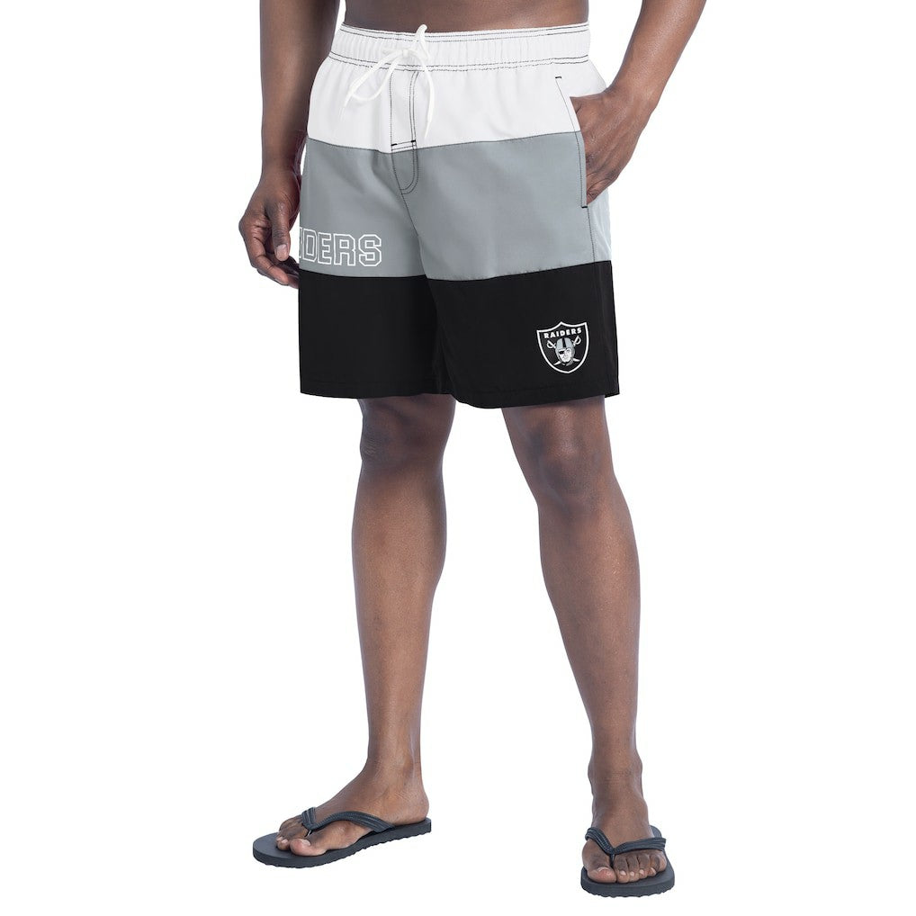 Las Vegas Raiders G-III Sports by Carl Banks Sunrise Volley Swim Shorts - Black/Silver Shorts