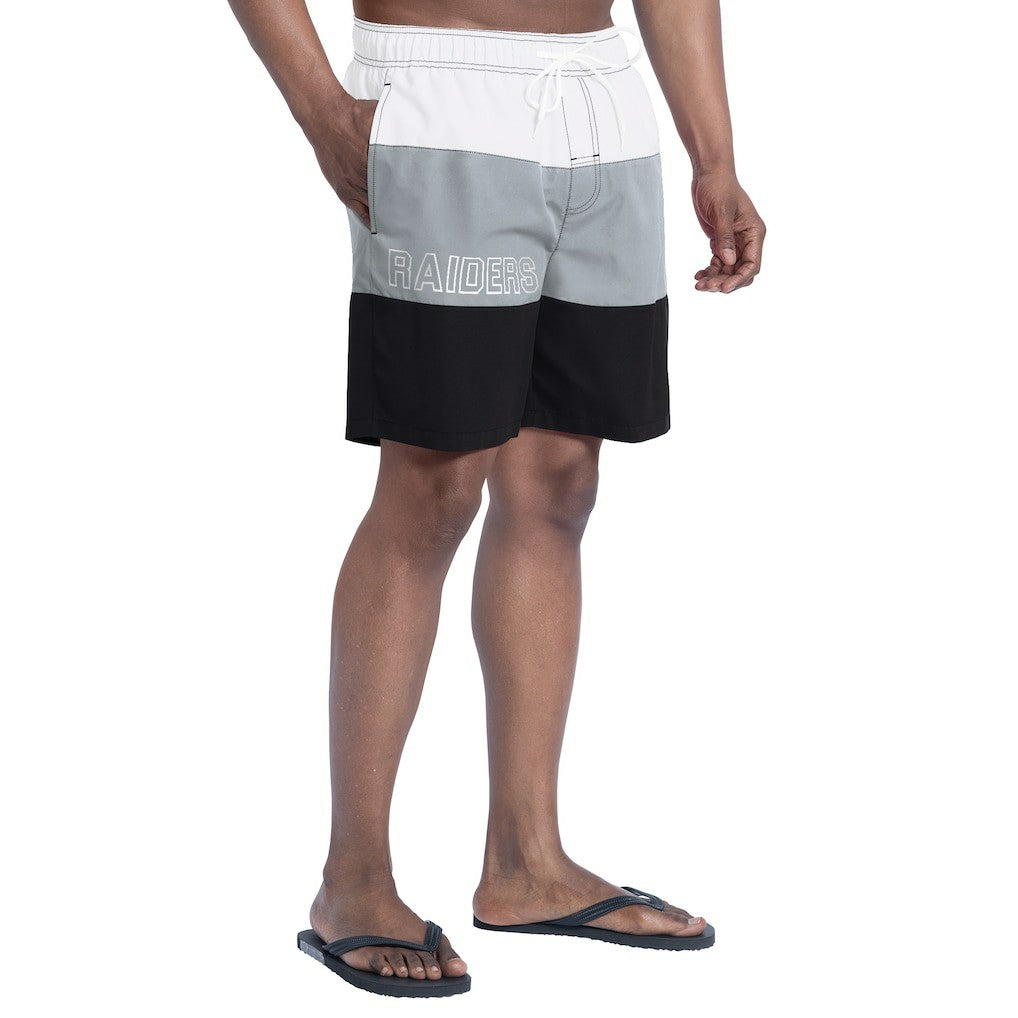 Las Vegas Raiders G-III Sports by Carl Banks Sunrise Volley Swim Shorts - Black/Silver Shorts