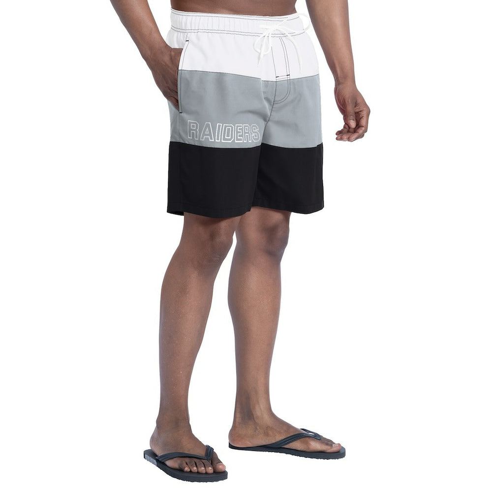 Las Vegas Raiders G-III Sports by Carl Banks Sunrise Volley Swim Shorts - Black/Silver Shorts