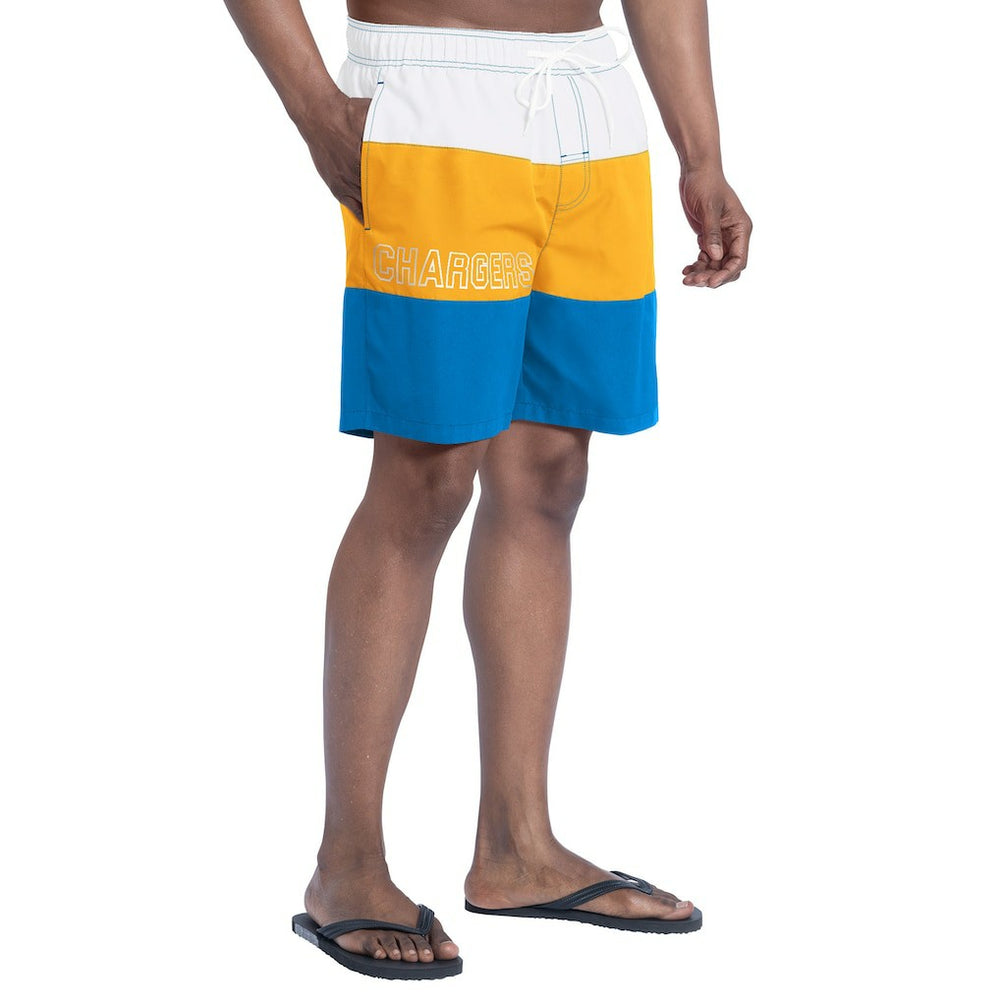 Los Angeles Chargers G-III Sports by Carl Banks Sunrise Volley Swim Shorts - Powder Blue/Gold Shorts