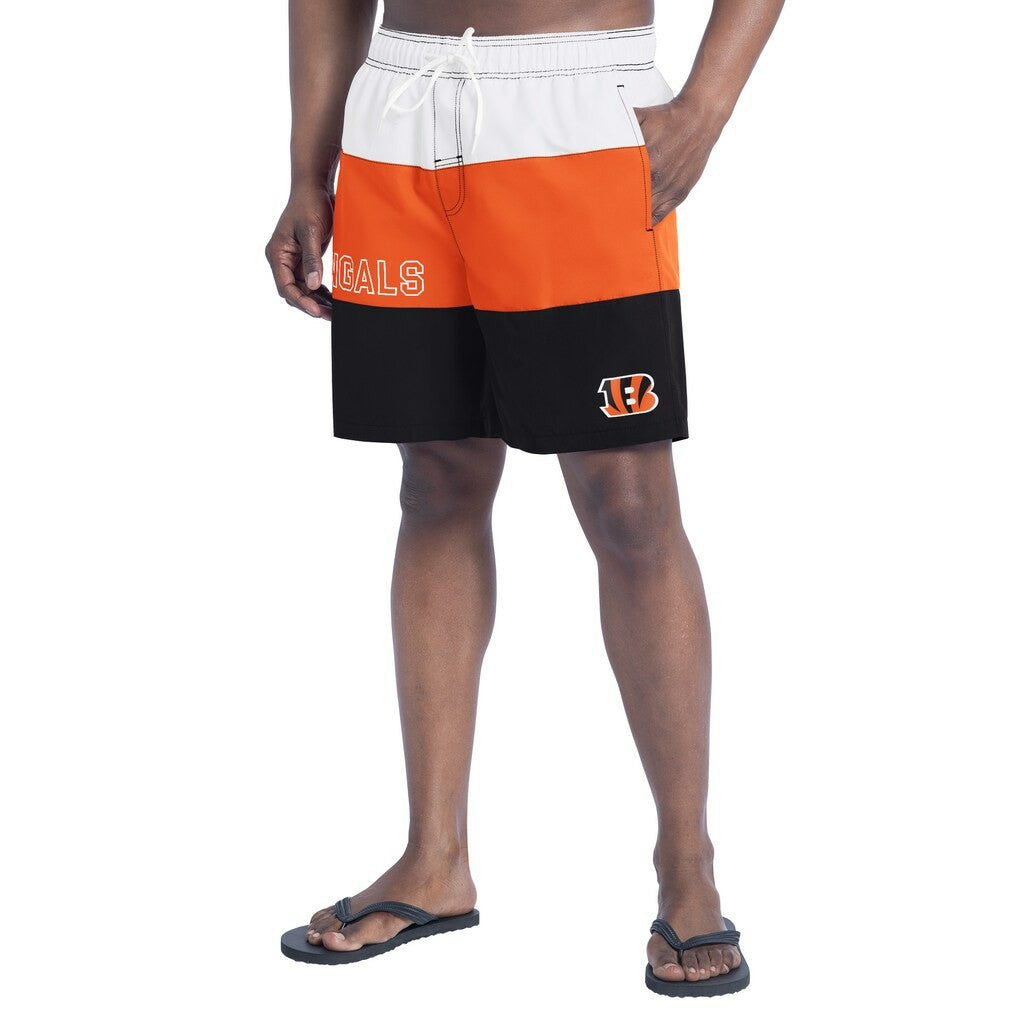 Cincinnati Bengals G-III Sports by Carl Banks Sunrise Volley Swim Shorts - Black/Orange Shorts