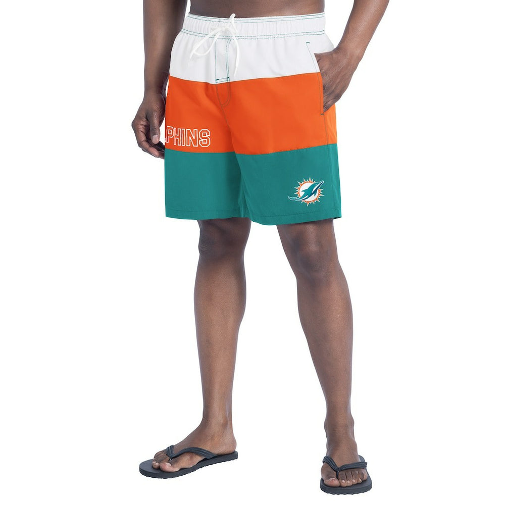 Miami Dolphins G-III Sports by Carl Banks Sunrise Volley Swim Shorts - Aqua/Orange Shorts