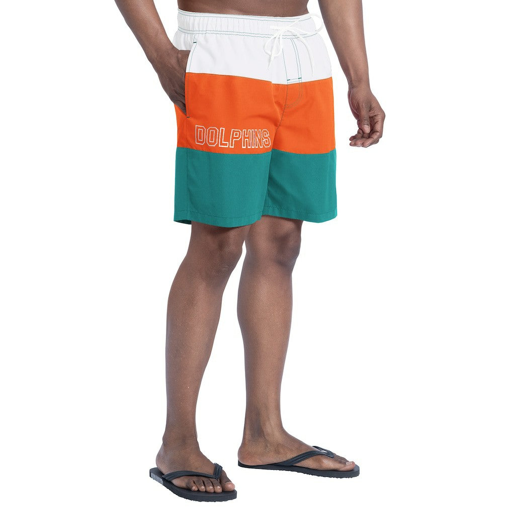 Miami Dolphins G-III Sports by Carl Banks Sunrise Volley Swim Shorts - Aqua/Orange Shorts