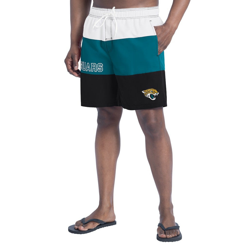 Jacksonville Jaguars G-III Sports by Carl Banks Sunrise Volley Swim Shorts - Black/Teal Shorts