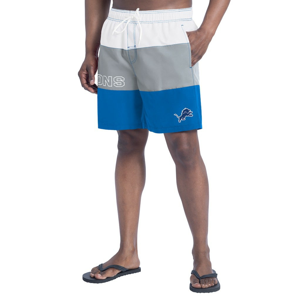 Detroit Lions G-III Sports by Carl Banks Sunrise Volley Swim Shorts - Blue/Silver Shorts