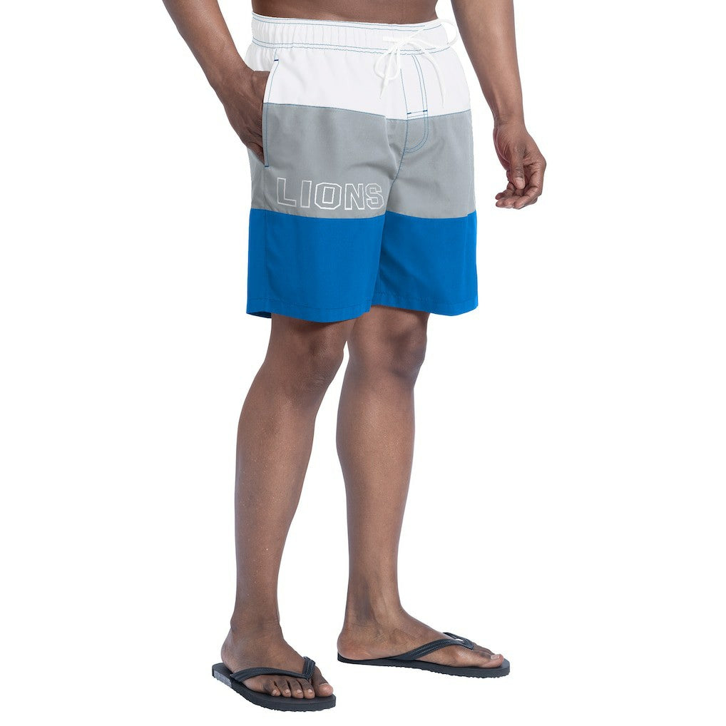 Detroit Lions G-III Sports by Carl Banks Sunrise Volley Swim Shorts - Blue/Silver Shorts