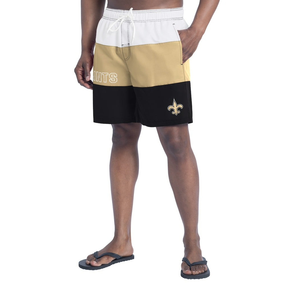 New Orleans Saints G-III Sports by Carl Banks Sunrise Volley Swim Shorts - Black/Gold Shorts