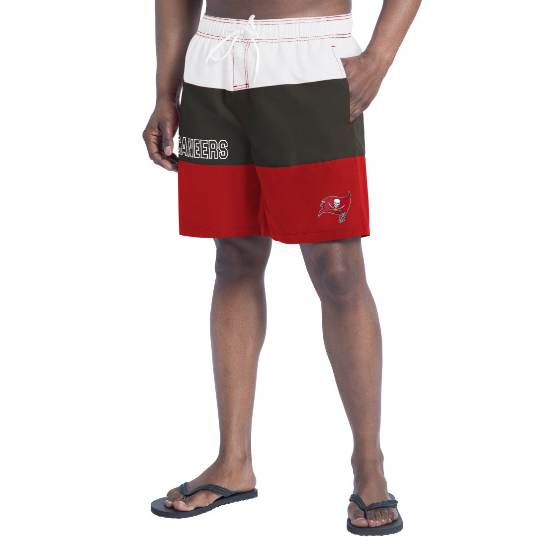 Tampa Bay Buccaneers G-III Sports by Carl Banks Sunrise Volley Swim Shorts - Red/Pewter Shorts