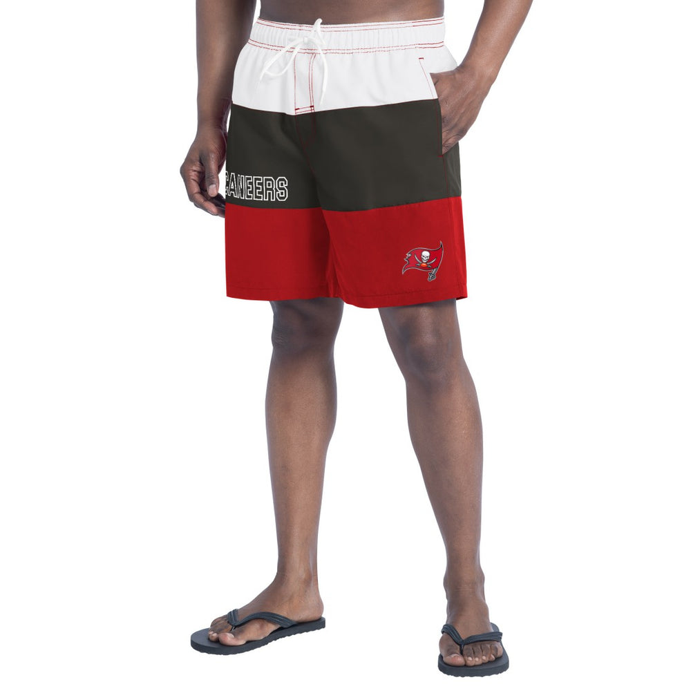 Tampa Bay Buccaneers G-III Sports by Carl Banks Sunrise Volley Swim Shorts - Red/Pewter Shorts