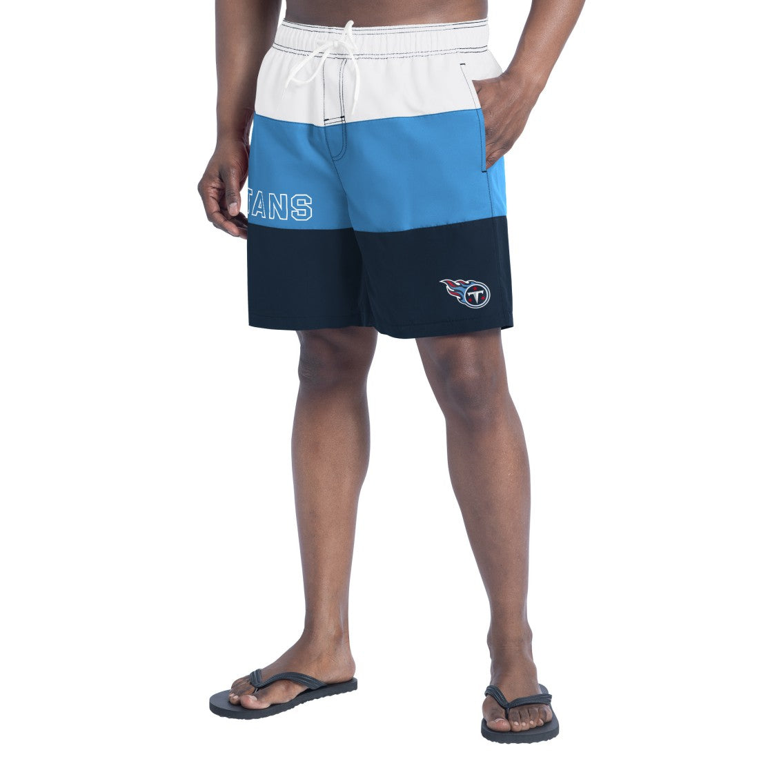 Tennessee Titans G-III Sports by Carl Banks Sunrise Volley Swim Shorts - Navy/Light Blue Shorts