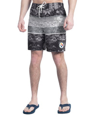 Pittsburgh Steelers G-III Sports by Carl Banks Horizon Volley Swim Shorts - Black/Gray Shorts