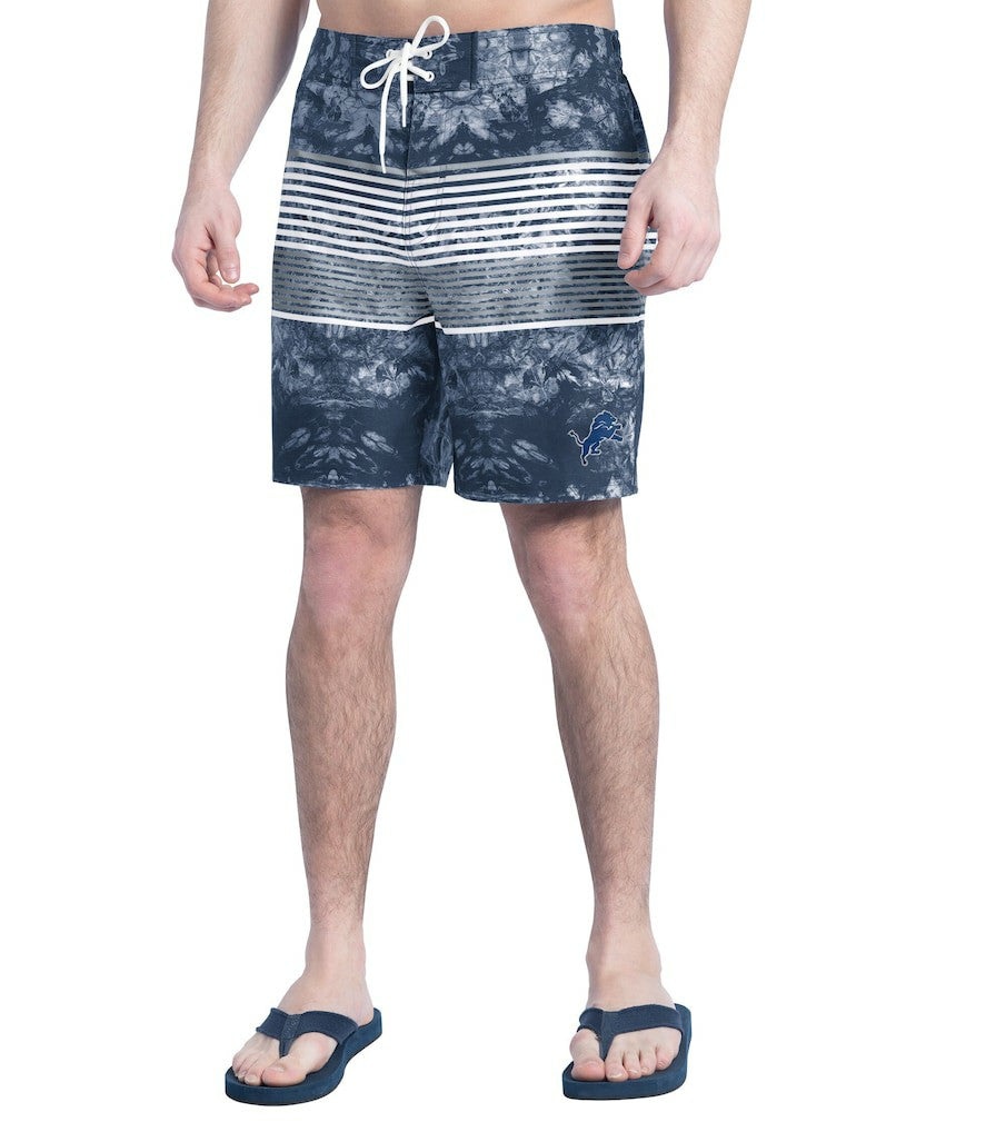 Detroit Lions G-III Sports by Carl Banks Horizon Volley Swim Shorts - Navy/Gray Shorts