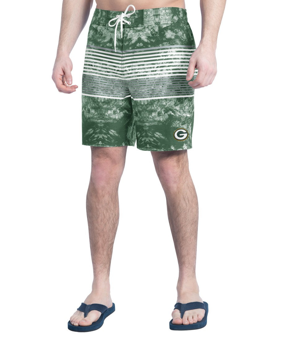 Green Bay Packers G-III Sports by Carl Banks Horizon Volley Swim Shorts - Green/Gray Shorts