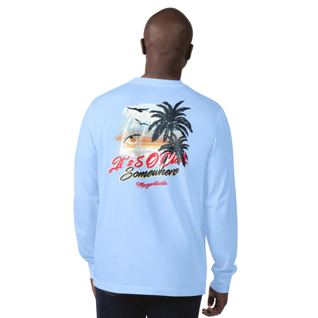 Houston Texans Margaritaville It's Five O'Clock Somewhere Long Sleeve T-Shirt - Light Blue T-shirts