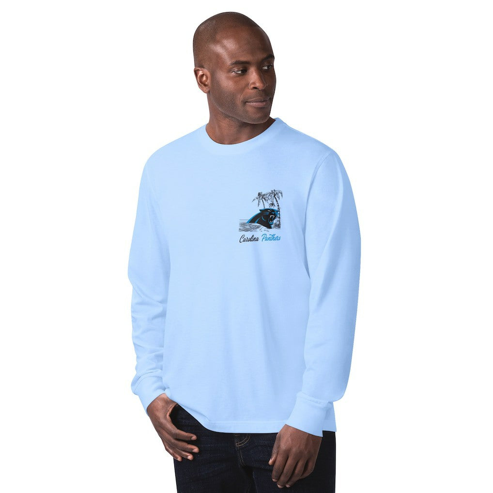 Carolina Panthers Margaritaville It's Five O'Clock Somewhere Long Sleeve T-Shirt - Light Blue T-shirts