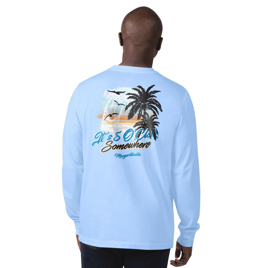 Carolina Panthers Margaritaville It's Five O'Clock Somewhere Long Sleeve T-Shirt - Light Blue T-shirts