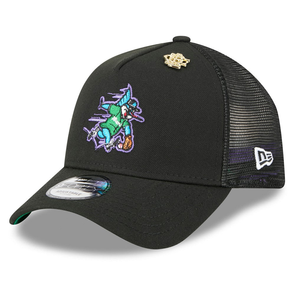 Miami Marlins New Era 2025 Big League Chew A-Frame 9FORTY Adjustable Trucker Hat - Black Hats