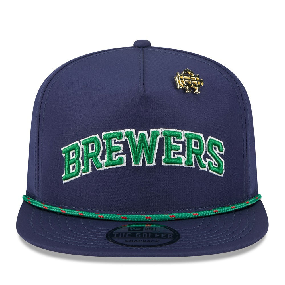 Milwaukee Brewers New Era 2025 Big League Chew Golfer Snapback Hat - Navy Hats