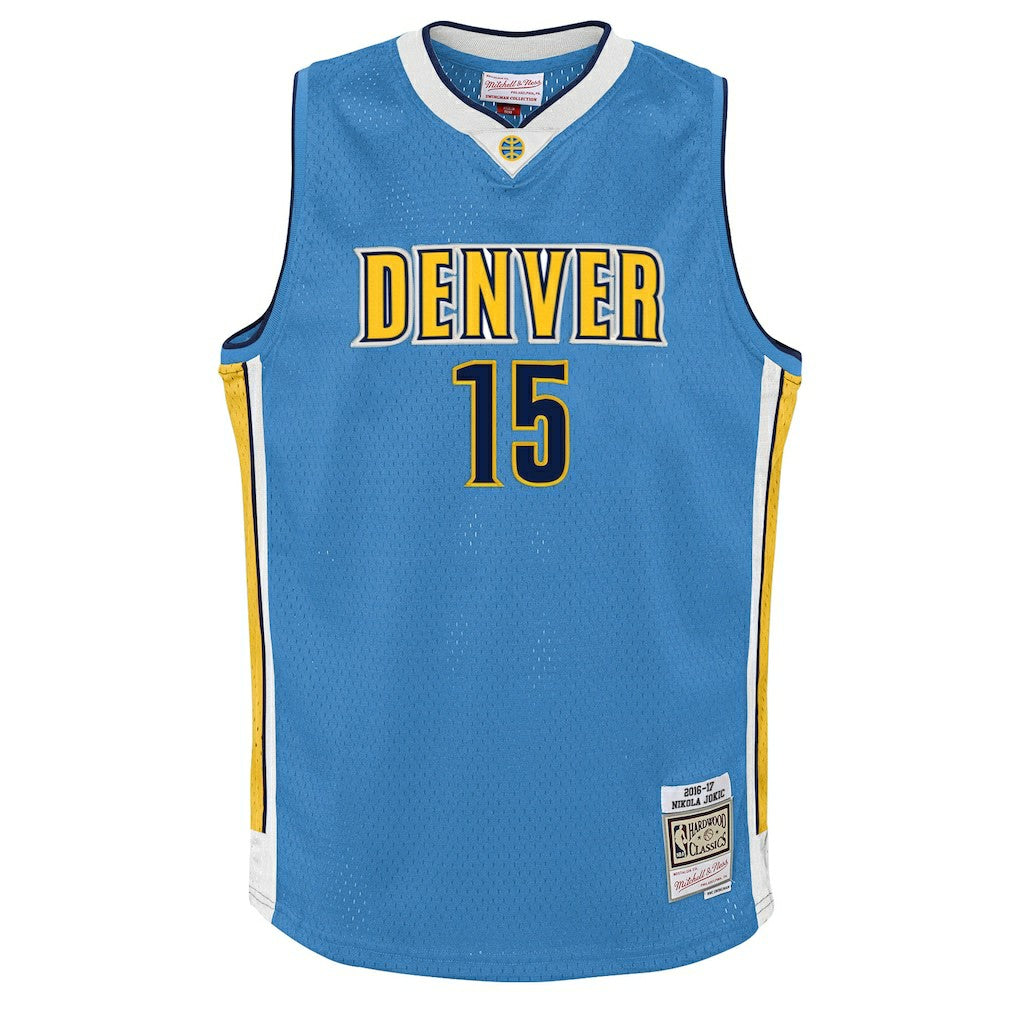 Nikola Jokic Denver Nuggets Youth 2016/17 Hardwood Classics Swingman Jersey Light Blue - Mitchell & Ness