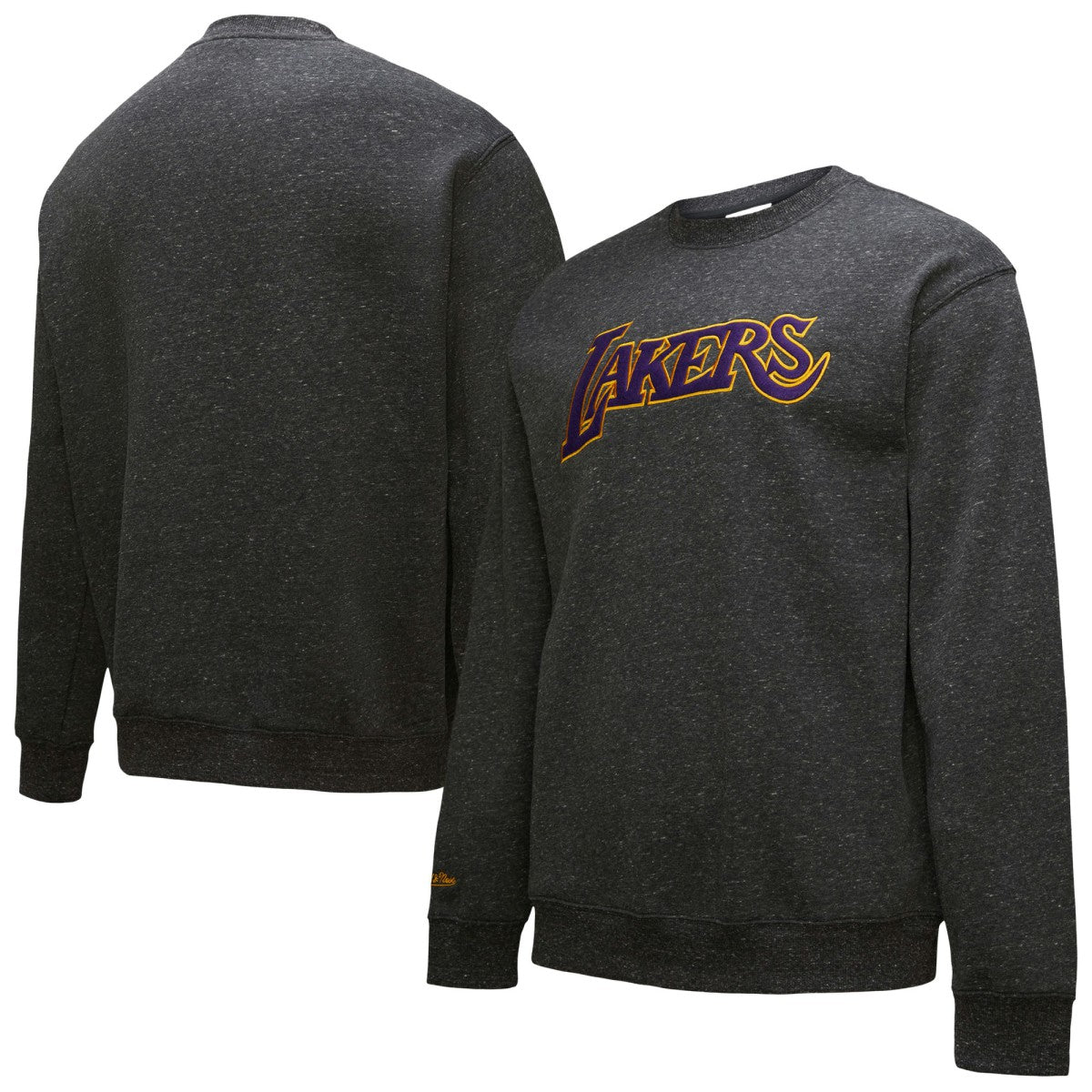 Los Angeles Lakers Black Out Collection Snow Washed Vintage Logo Pullover Sweatshirt Black - Mitchell & Ness