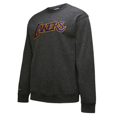 Los Angeles Lakers Black Out Collection Snow Washed Vintage Logo Pullover Sweatshirt Black - Mitchell & Ness