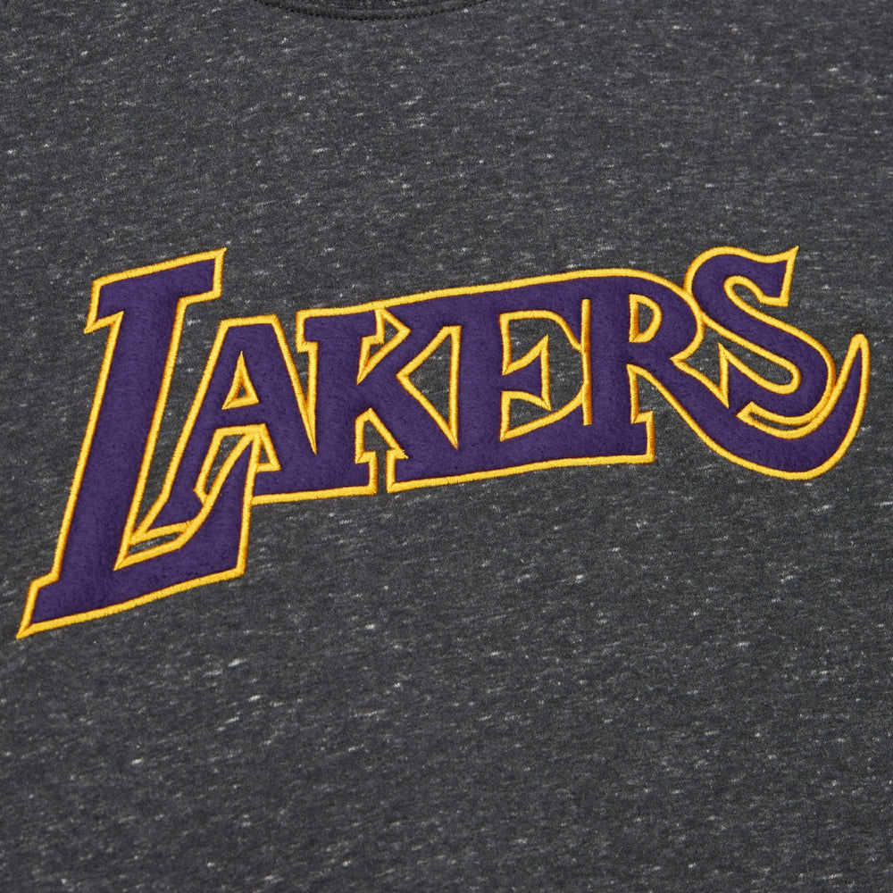 Los Angeles Lakers Black Out Collection Snow Washed Vintage Logo Pullover Sweatshirt Black - Mitchell & Ness