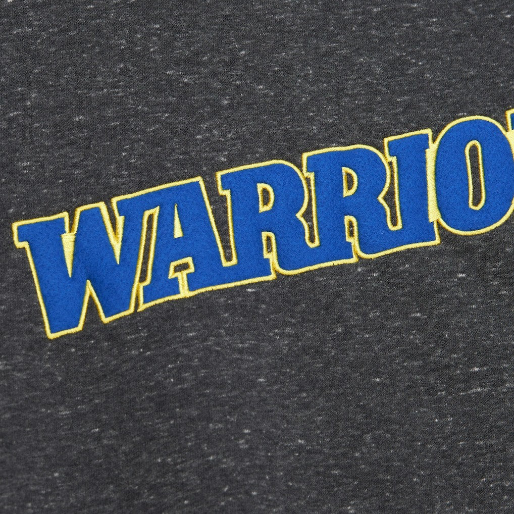 Golden State Warriors Black Out Collection Snow Washed Vintage Logo Pullover Sweatshirt Black - Mitchell & Ness
