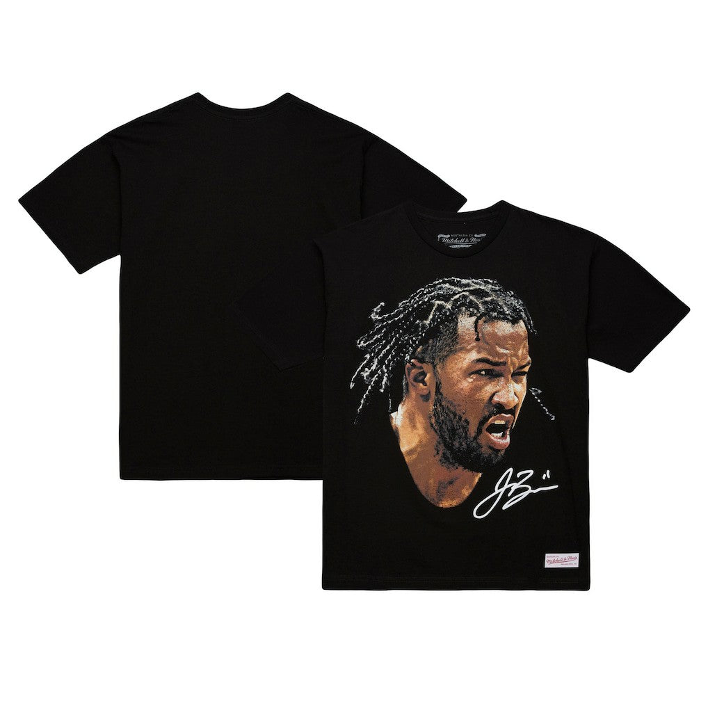 Jalen Brunson NBA Unisex Real Big Face Player T-Shirt Black - Mitchell & Ness