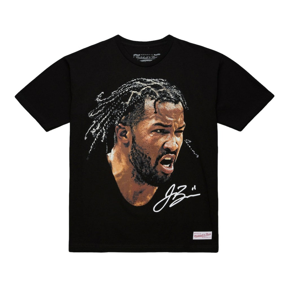 Jalen Brunson NBA Unisex Real Big Face Player T-Shirt Black - Mitchell & Ness