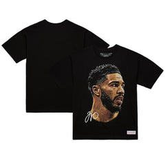 Jayson Tatum NBA Unisex Real Big Face Player T-Shirt Black - Mitchell & Ness